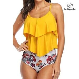 Gabrielle-Aug High Waist Ruffle Tankini Swimsuit Size 6